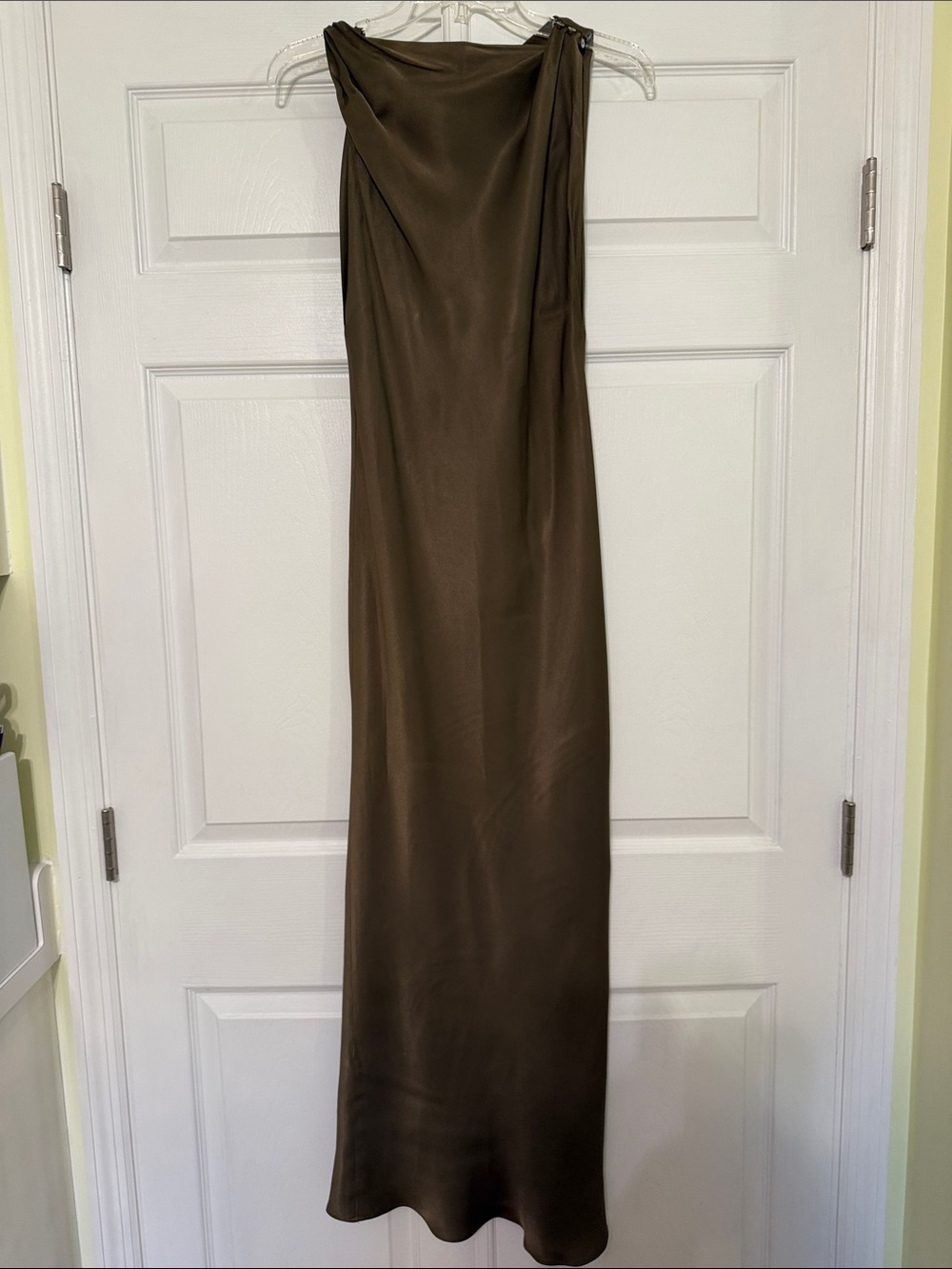 Zara Olive Brown Satin Maxi Dress